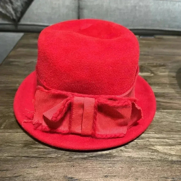 💥Originals by Lee Bury of Dallas Vintage Women’s Red Classic Wool Hat w/Ribbon - Picture 12 of 16